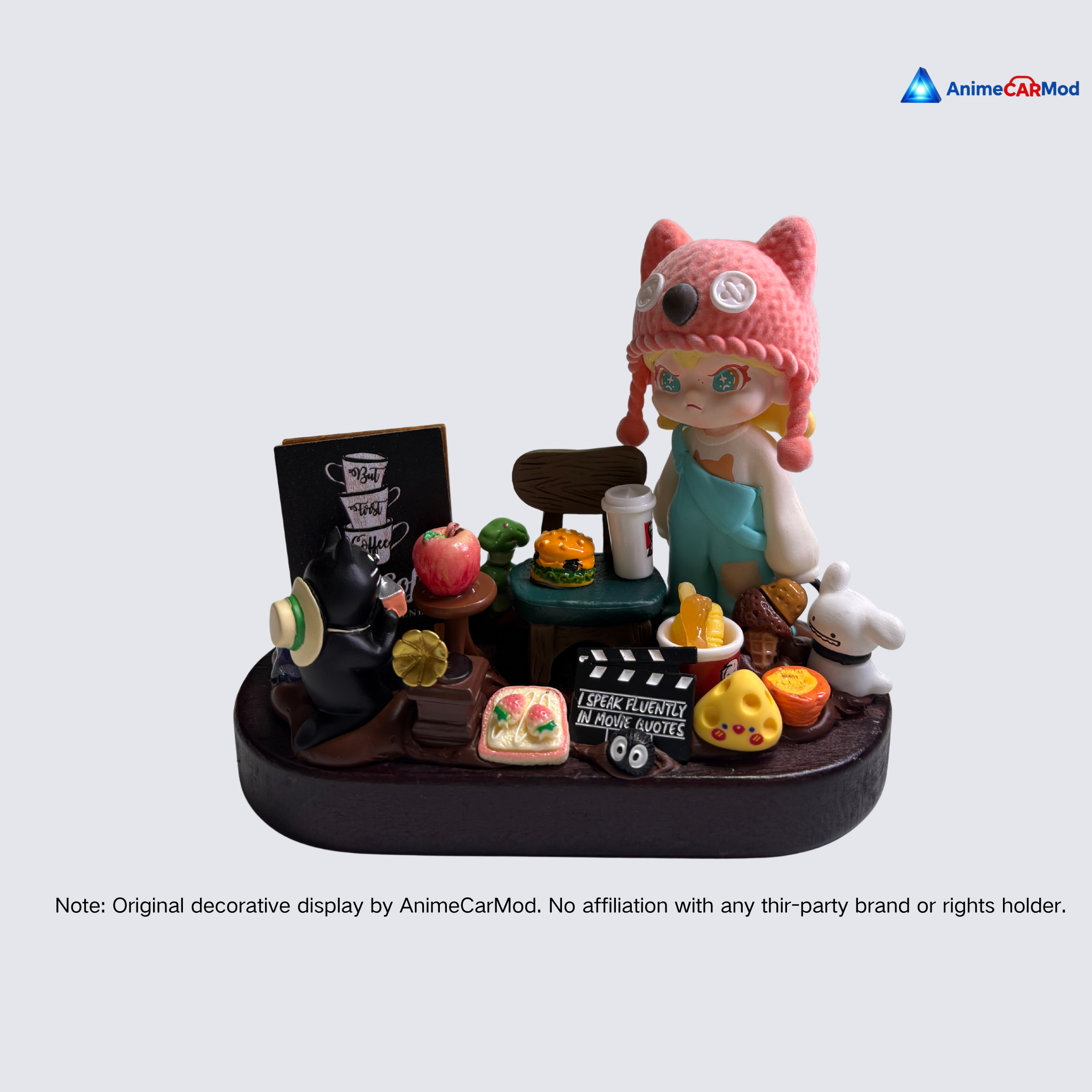 AnimeCarMod Rainy Café Corner Handmade Car Dashboard Decor