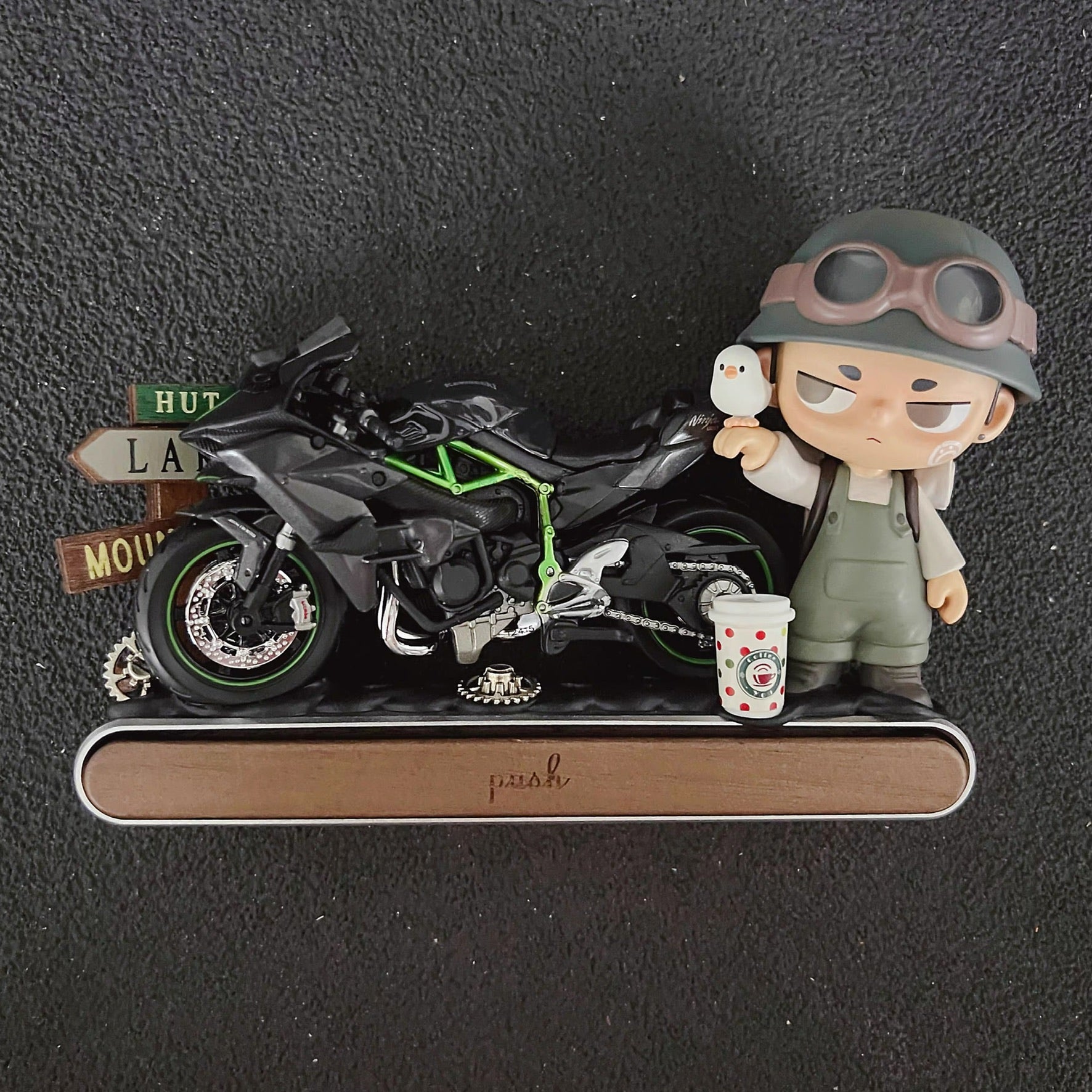 AnimeCarMod Roadside Moto Story Car Dashboard Decor with Parking Number Plate