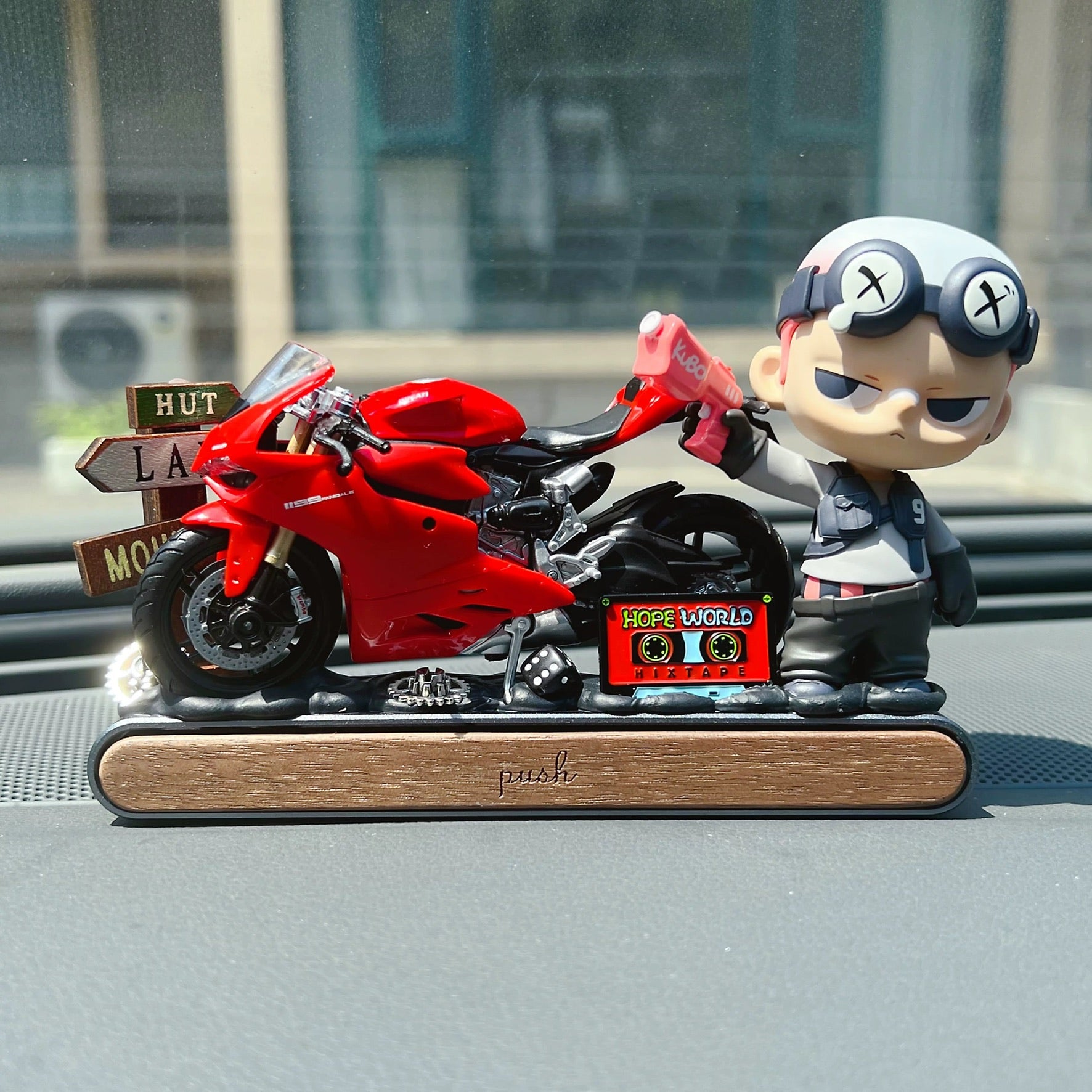 AnimeCarMod Roadside Moto Story Car Dashboard Decor with Parking Number Plate