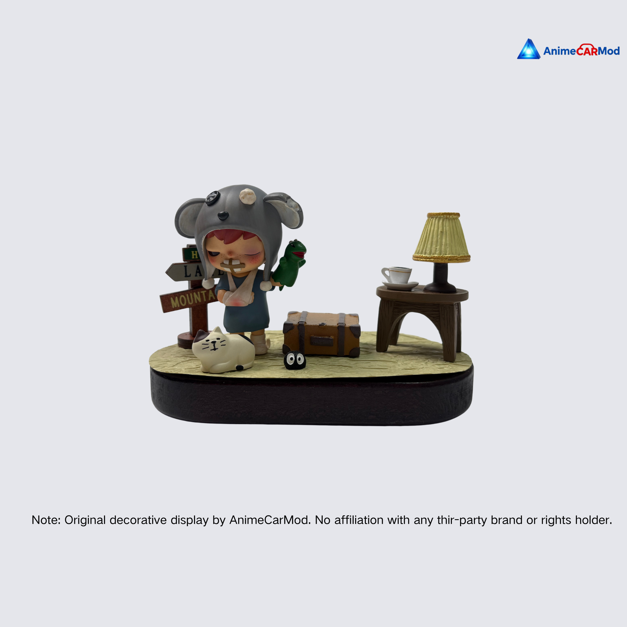 AnimeCarMod Cozy Mountain Companion car dashboard decor featuring a cute mountain scene and plush design for a cozy interior accent.