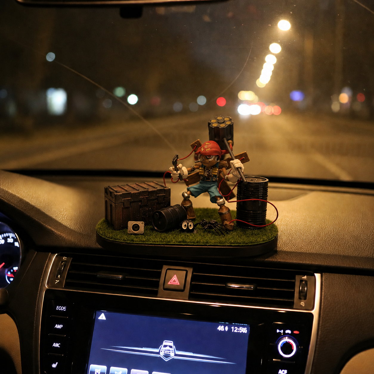 AnimeCarMod Rebel Tinker Workshop car dashboard decor with detailed design and vibrant colors for automotive interior styling.