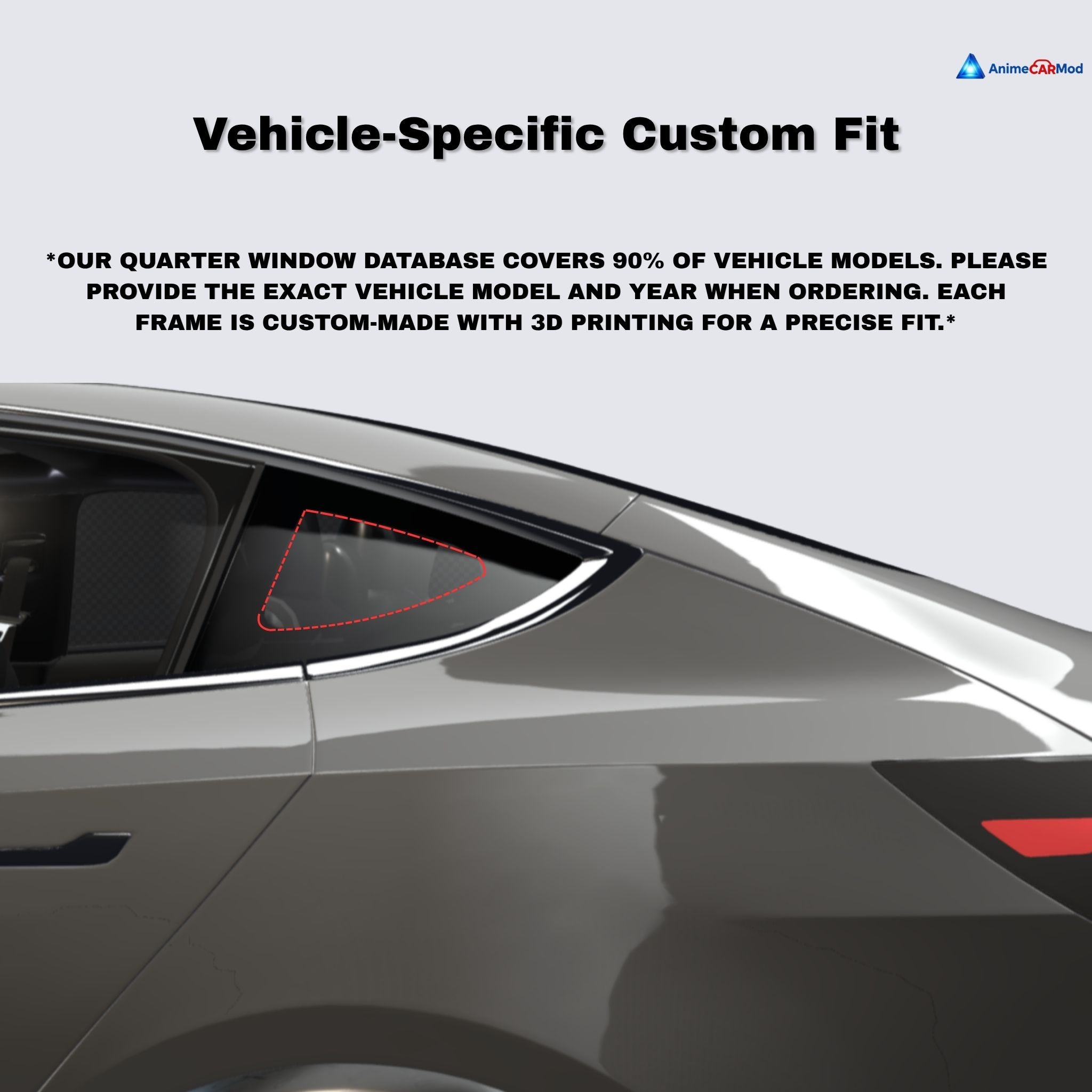 AnimeCarMod Lotus Breeze Reverie standard scene quarter window diorama installed on a car rear quarter window