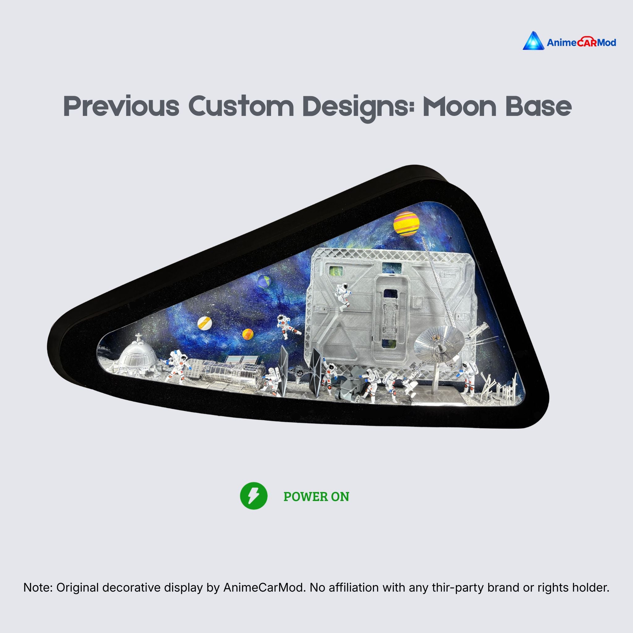 Build Your Own Quarter Window Diorama by AnimeCarMod showing a detailed miniature scene on a car window side.
