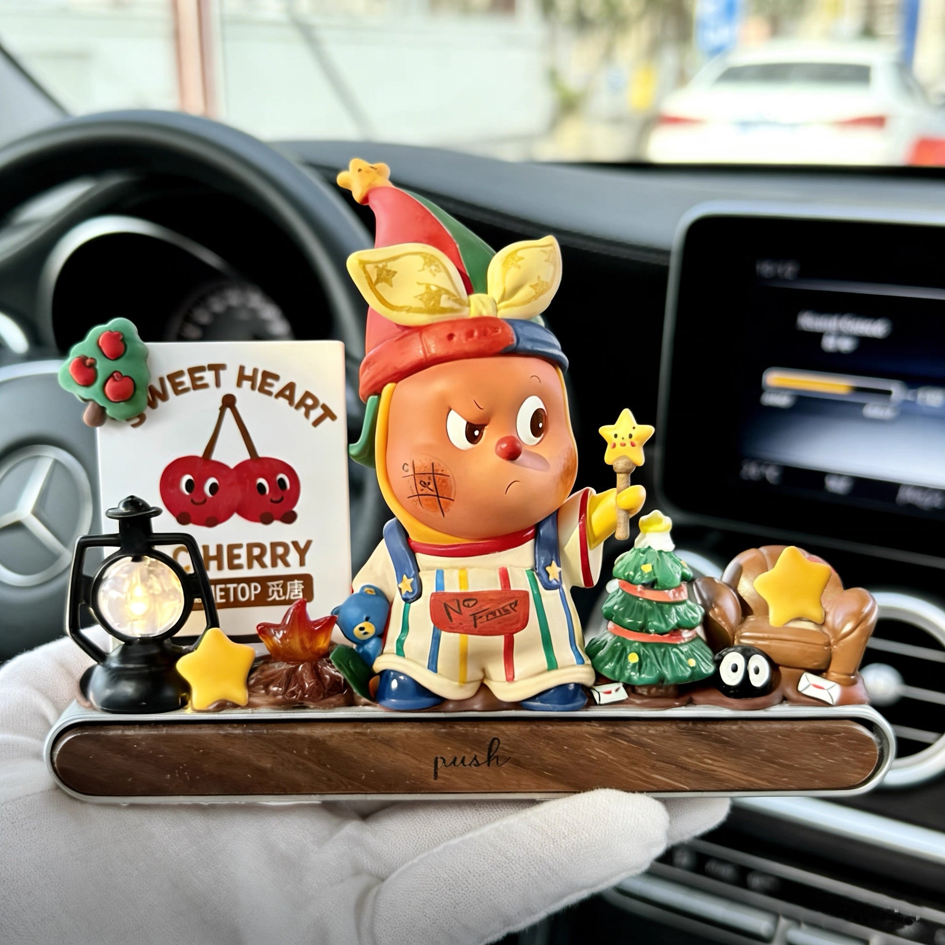 AnimeCarMod Sweet Wish Little Star car dashboard decor with parking number plate, featuring cute star design for vehicle interior.