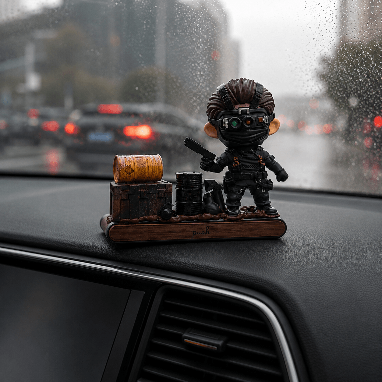 AnimeCarMod Shadow Mission car dashboard decor with parking number plate, featuring detailed anime-inspired design for vehicle interior.