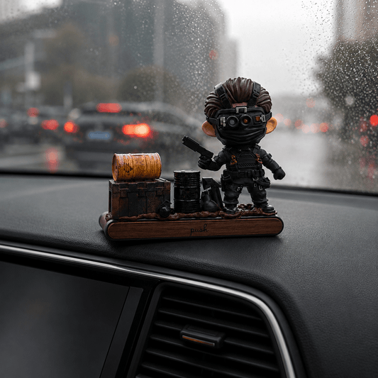 AnimeCarMod Shadow Mission car dashboard decor with parking number plate, featuring detailed anime-inspired design for vehicle interior.