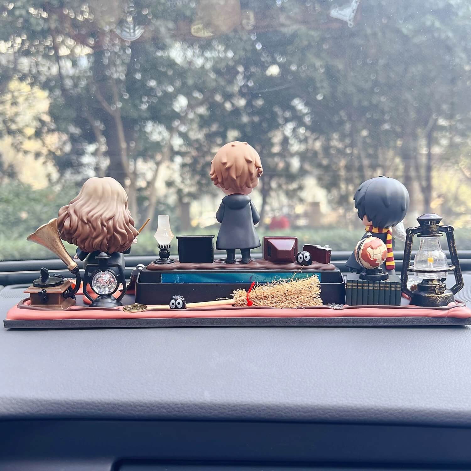 AnimeCarMod Enchanted Academy car dashboard decor with parking number plate, featuring colorful anime-inspired design.