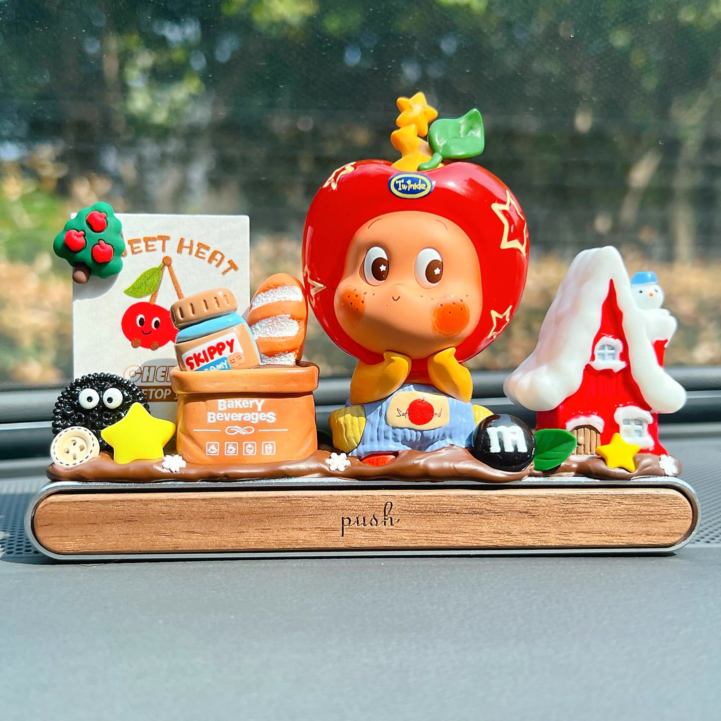 AnimeCarMod Sweet Wish Little Star car dashboard decor with parking number plate, featuring colorful star and cute design.
