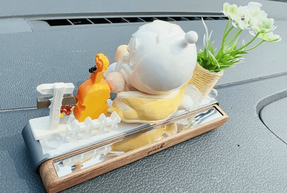 AnimeCarMod Soft Bloom Daydream dashboard decor with parking number plate, featuring colorful floral design for car interior decoration.