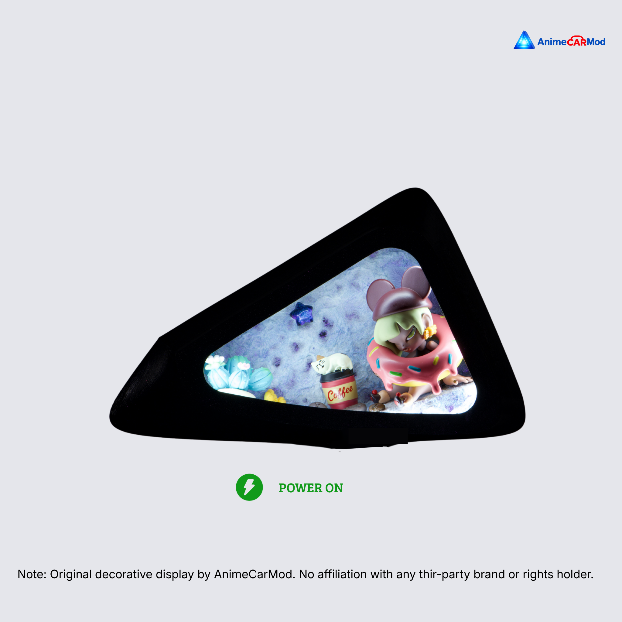 AnimeCarMod Coffee and Donut standard scene quarter window diorama with lights on for car interior display
