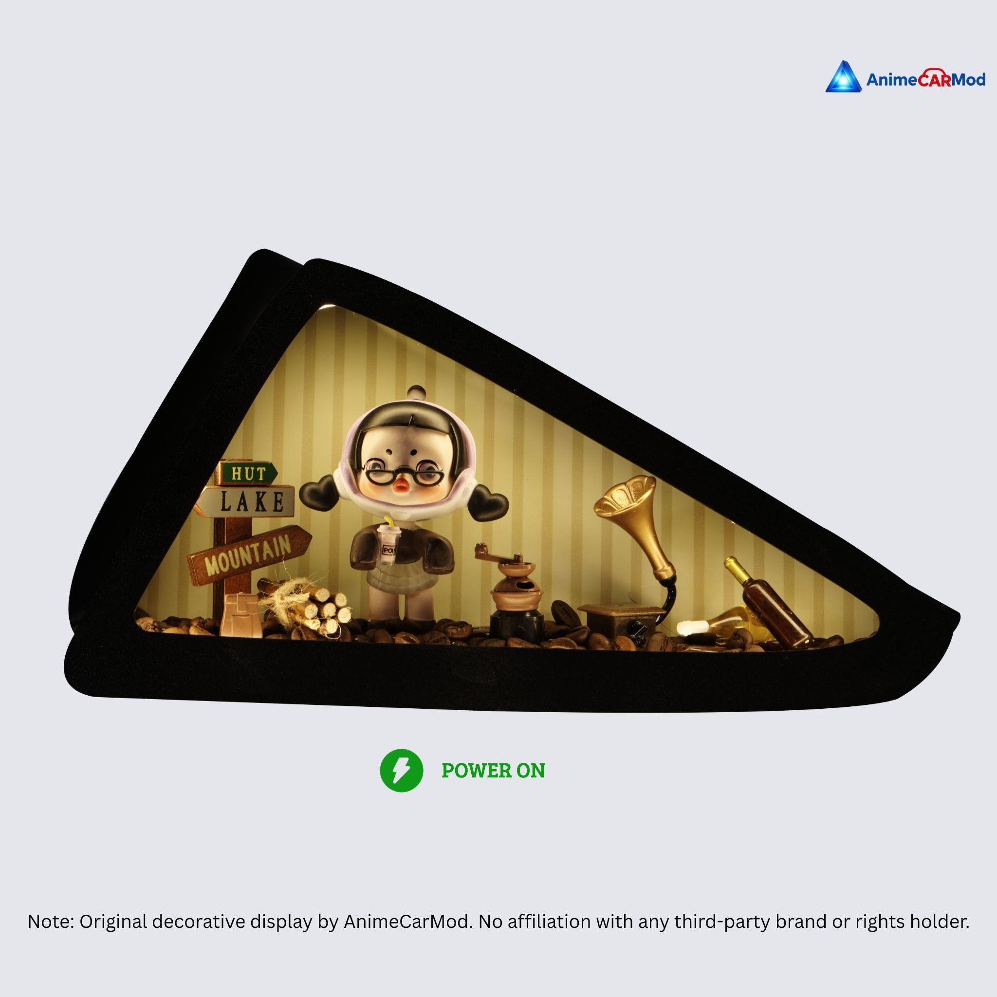 AnimeCarMod Cozy Afternoon Tea standard scene quarter window diorama with lights on for car interior display