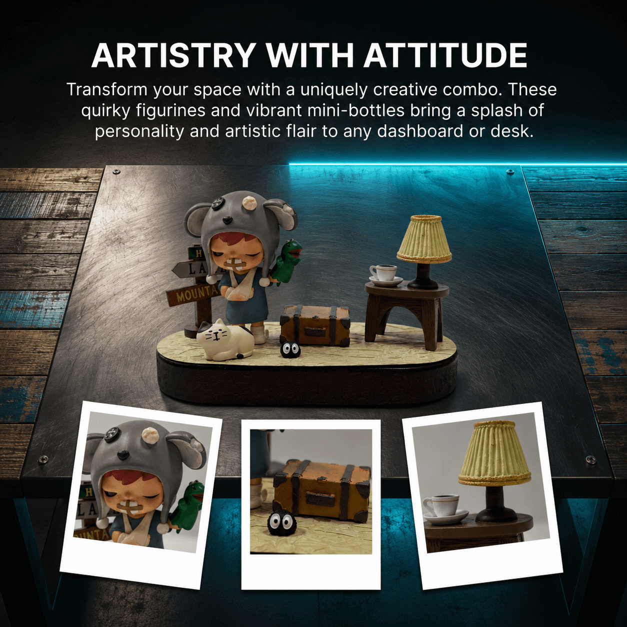 AnimeCarMod Cozy Mountain Companion dashboard decor featuring a cute mountain scene for car interior decoration.