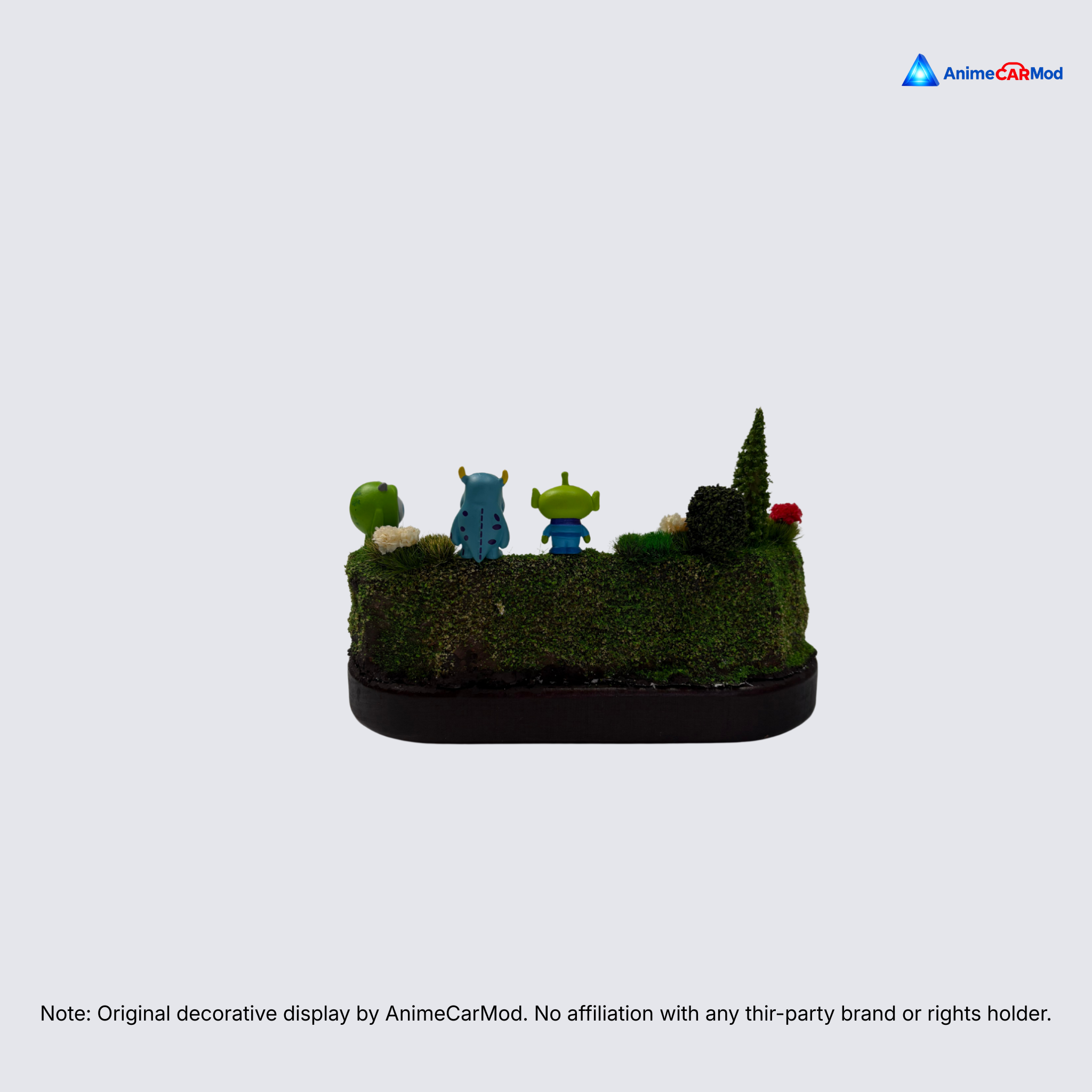 AnimeCarMod Meadow Monster Friends car dashboard decor featuring colorful cartoon characters for a fun vehicle interior accessory.