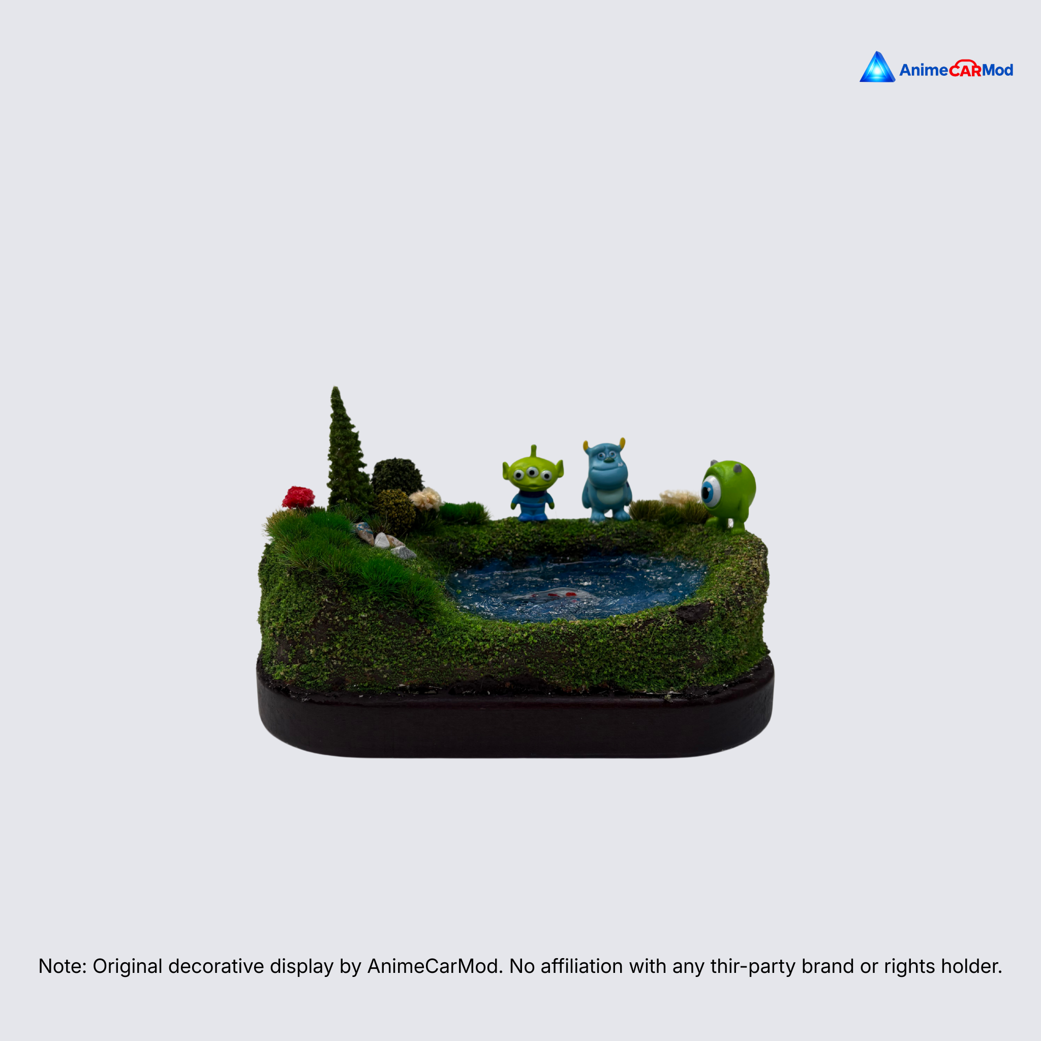 AnimeCarMod Meadow Monster Friends car dashboard decor featuring colorful plush monster characters for interior decoration.