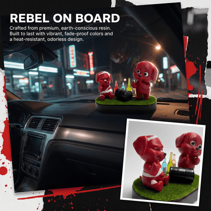 AnimeCarMod Red Rebel Pups car dashboard decor featuring colorful cartoon pups for a fun vehicle interior accessory.