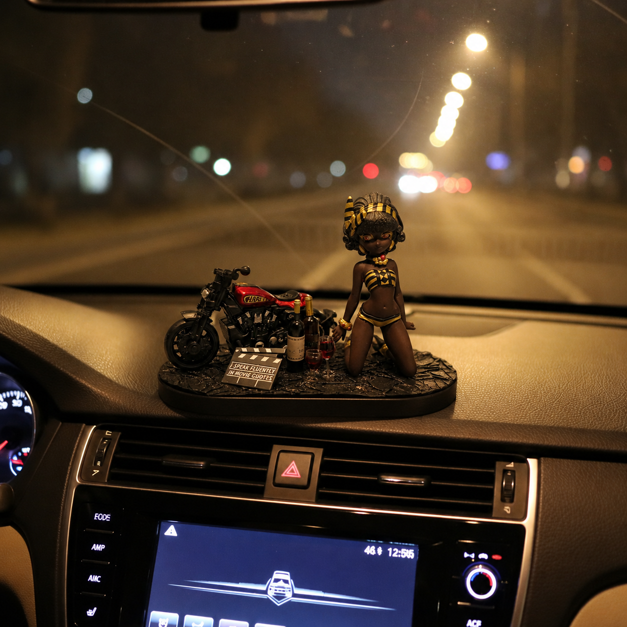 AnimeCarMod Midnight Rider car dashboard decor featuring anime-themed design for a stylish vehicle interior accent.