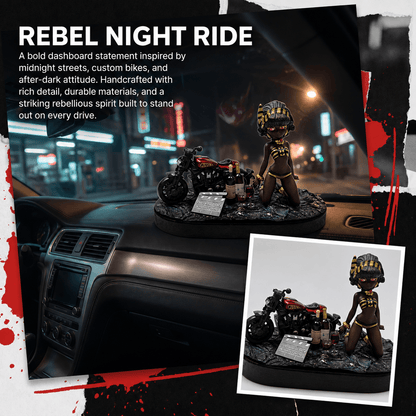 AnimeCarMod Midnight Rider car dashboard decor featuring a detailed anime-inspired design for vehicle interior enhancement.
