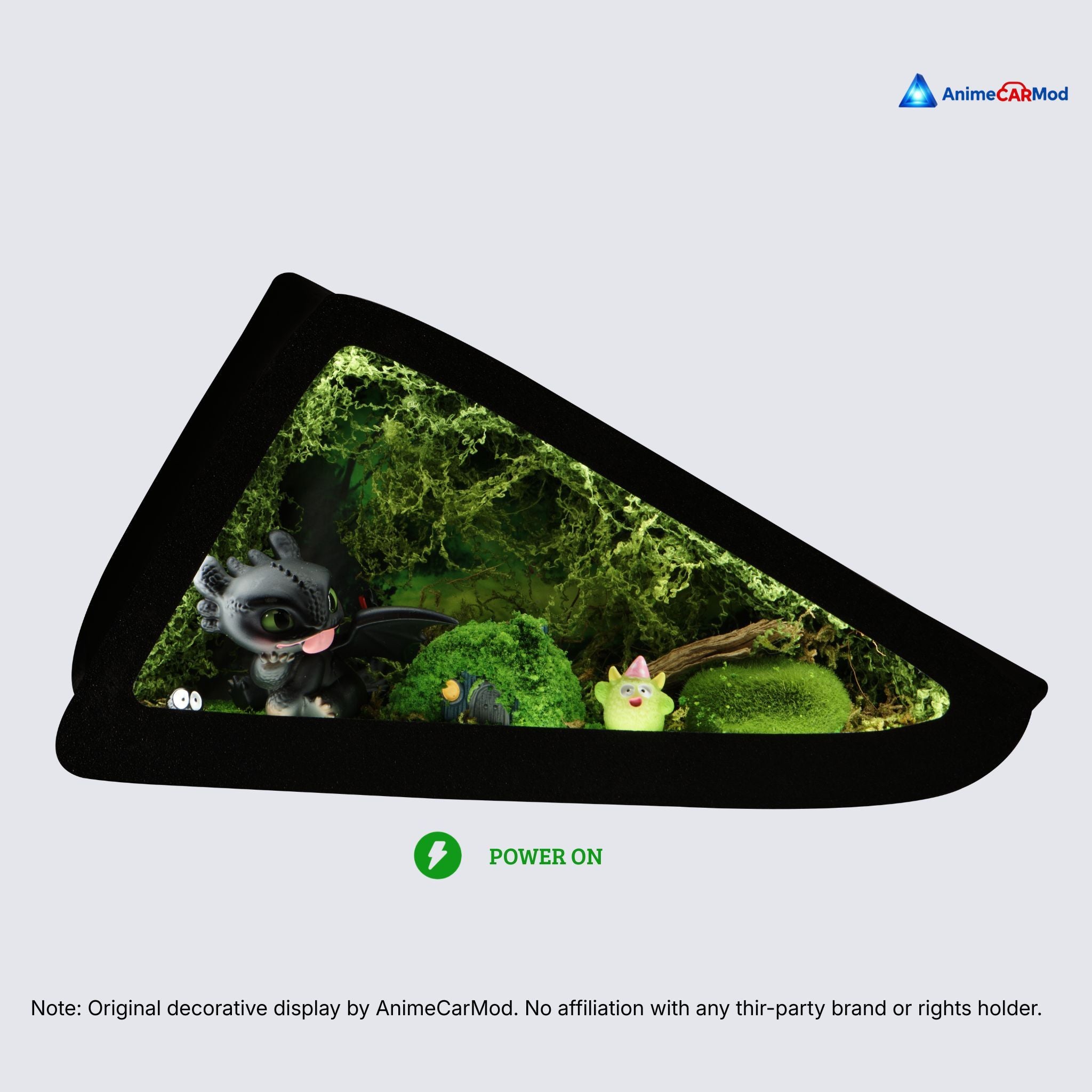AnimeCarMod Forest Night Dragon standard scene quarter window diorama with lights on for car interior display