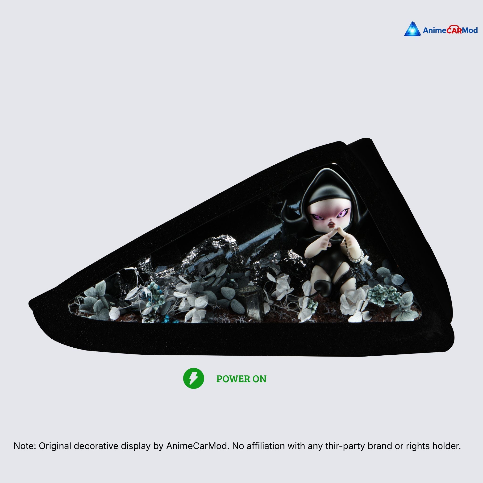 AnimeCarMod Gothic Noir standard scene quarter window diorama with lights on for car interior display