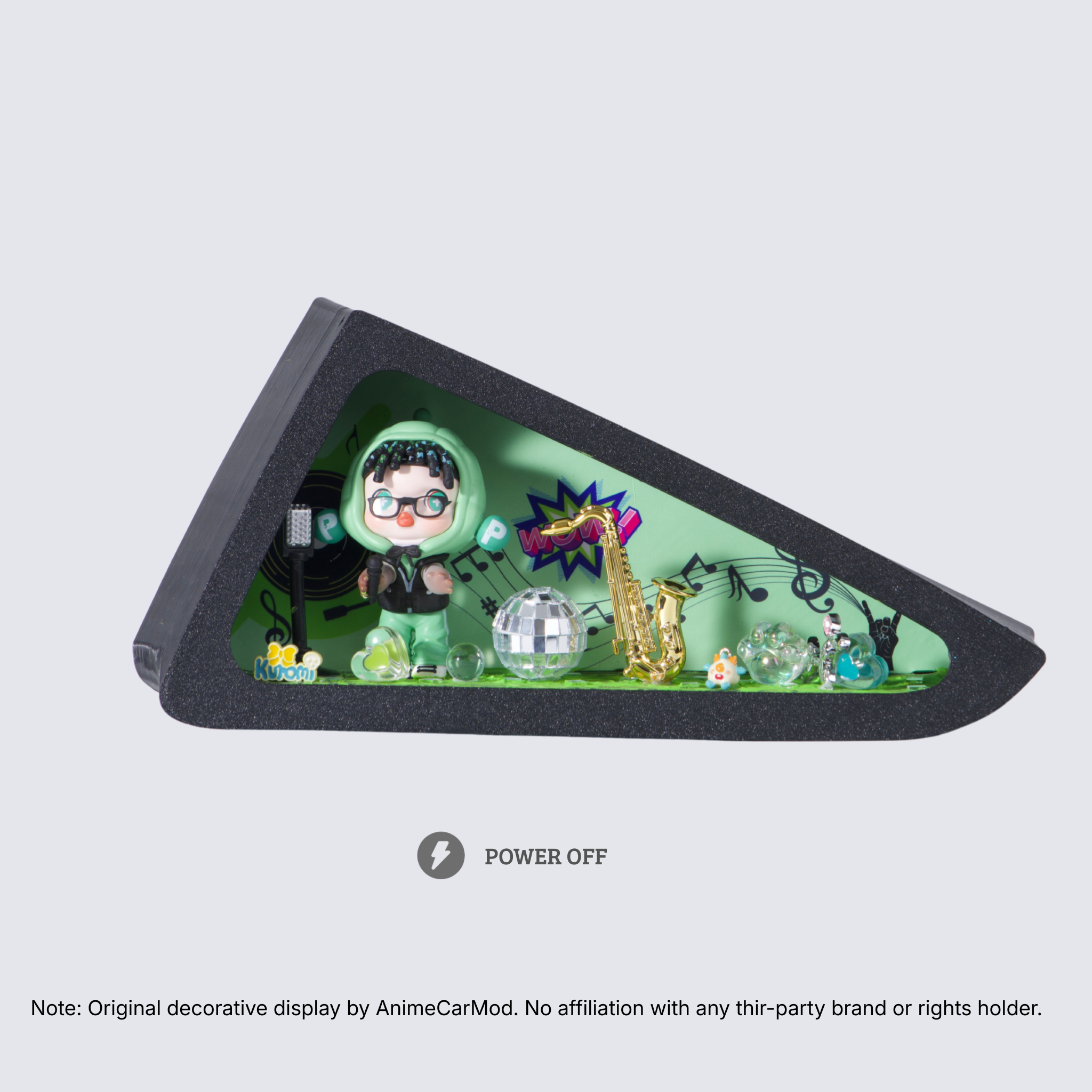 AnimeCarMod Green Jazz Corner standard scene quarter window diorama with lights off showing handmade scene details