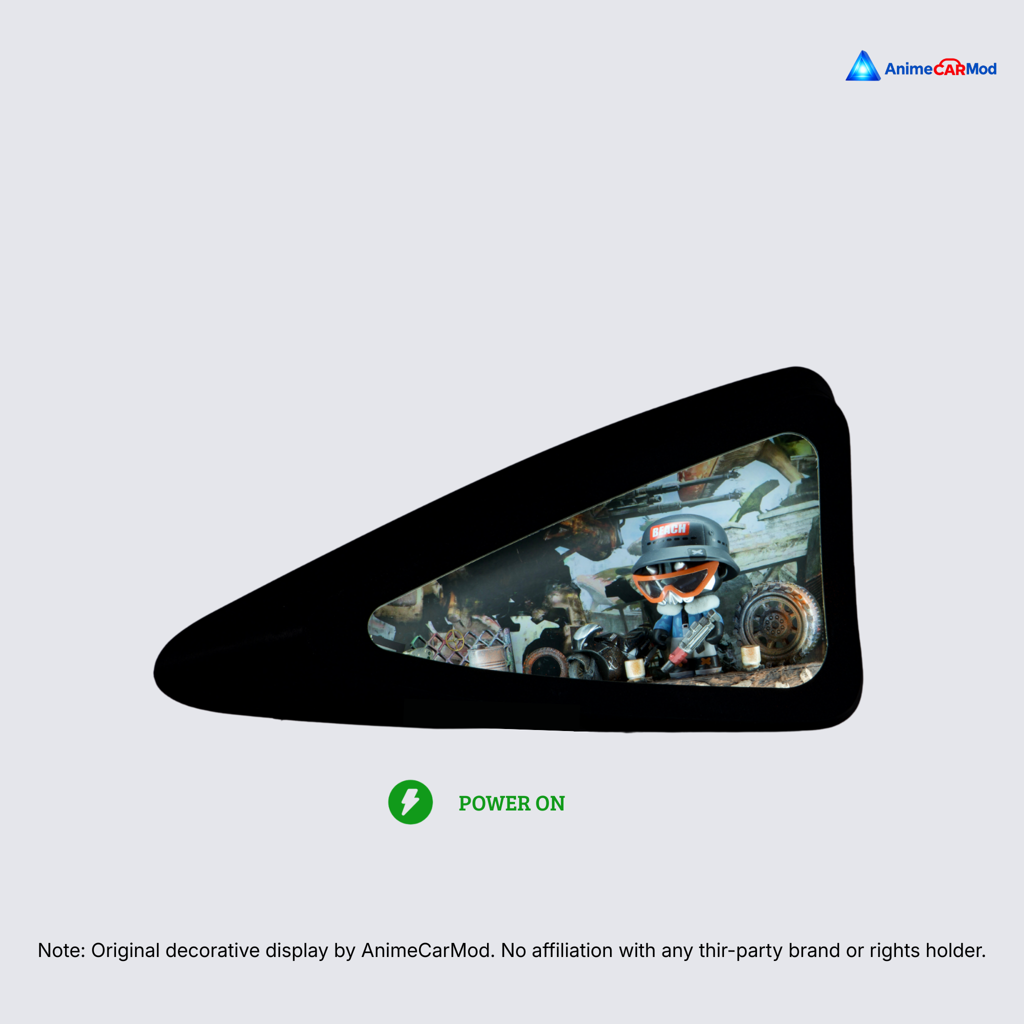 AnimeCarMod Mr. Bone Wasteland Mechanic standard scene quarter window diorama with lights on for car interior display