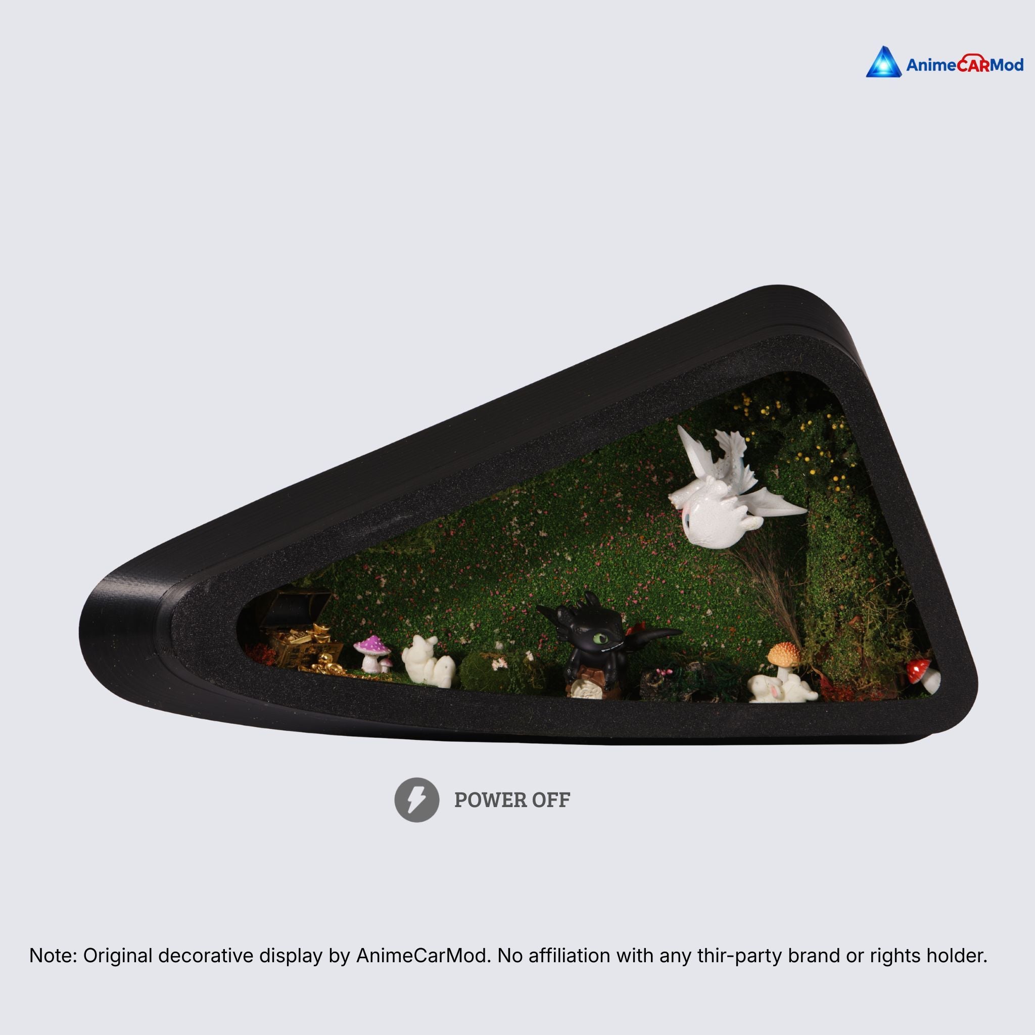 AnimeCarMod Night Dragon Forest expanded scene quarter window diorama with lights off showing handmade scene details