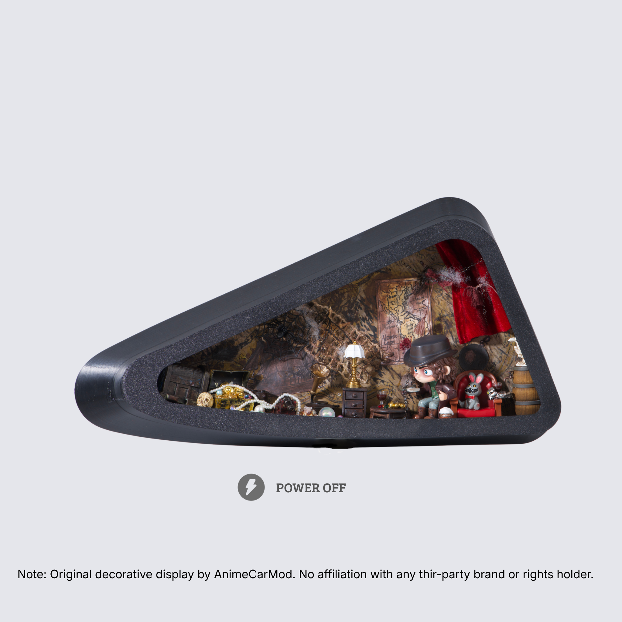 AnimeCarMod Old World Treasure expanded scene quarter window diorama with lights off showing handmade scene details