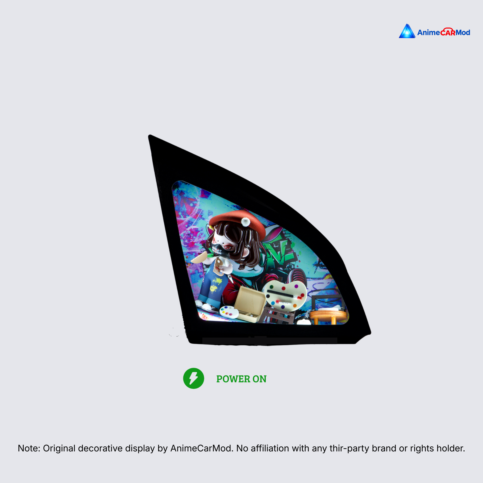 AnimeCarMod Palette Rebel vertical scene quarter window diorama with lights on for car interior display