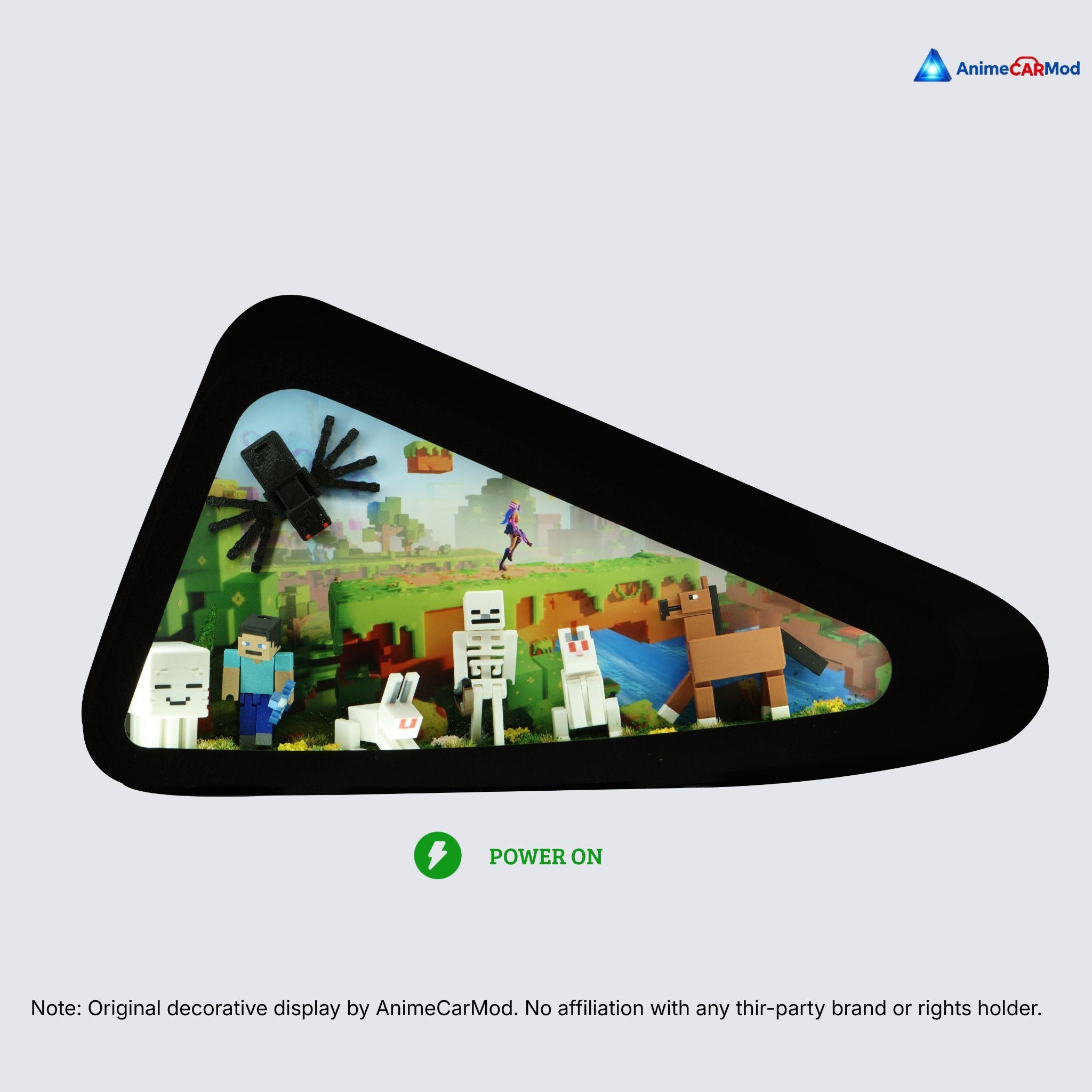 AnimeCarMod Pixel Block Adventure expanded scene quarter window diorama with lights on for car interior display