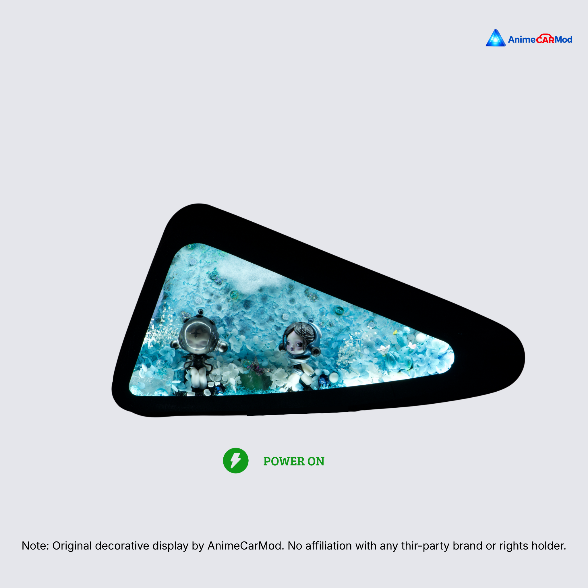 AnimeCarMod Deep Blue Reverie expanded scene quarter window diorama with lights on for car interior display