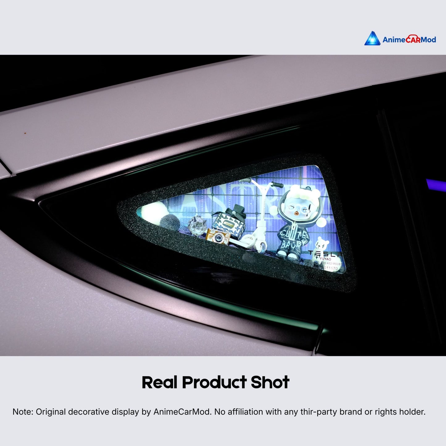 AnimeCarMod Bearcat Stylist quarter window diorama with detailed miniature scene, designed for car window decoration.