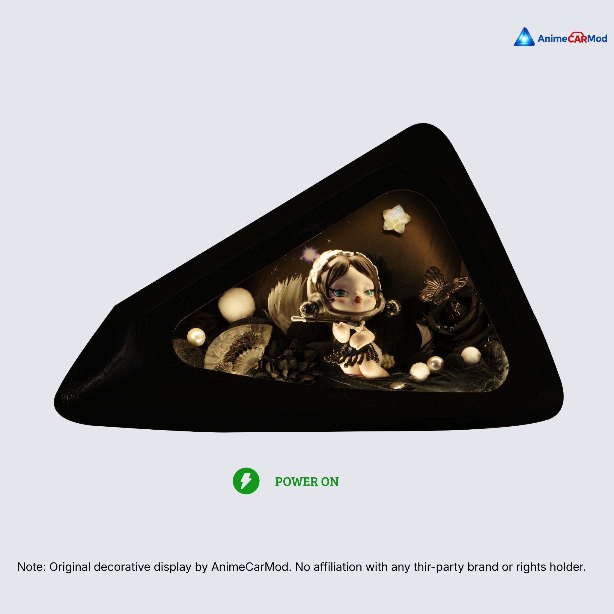 AnimeCarMod Black Feather Nocturne standard scene quarter window diorama with lights on for car interior display