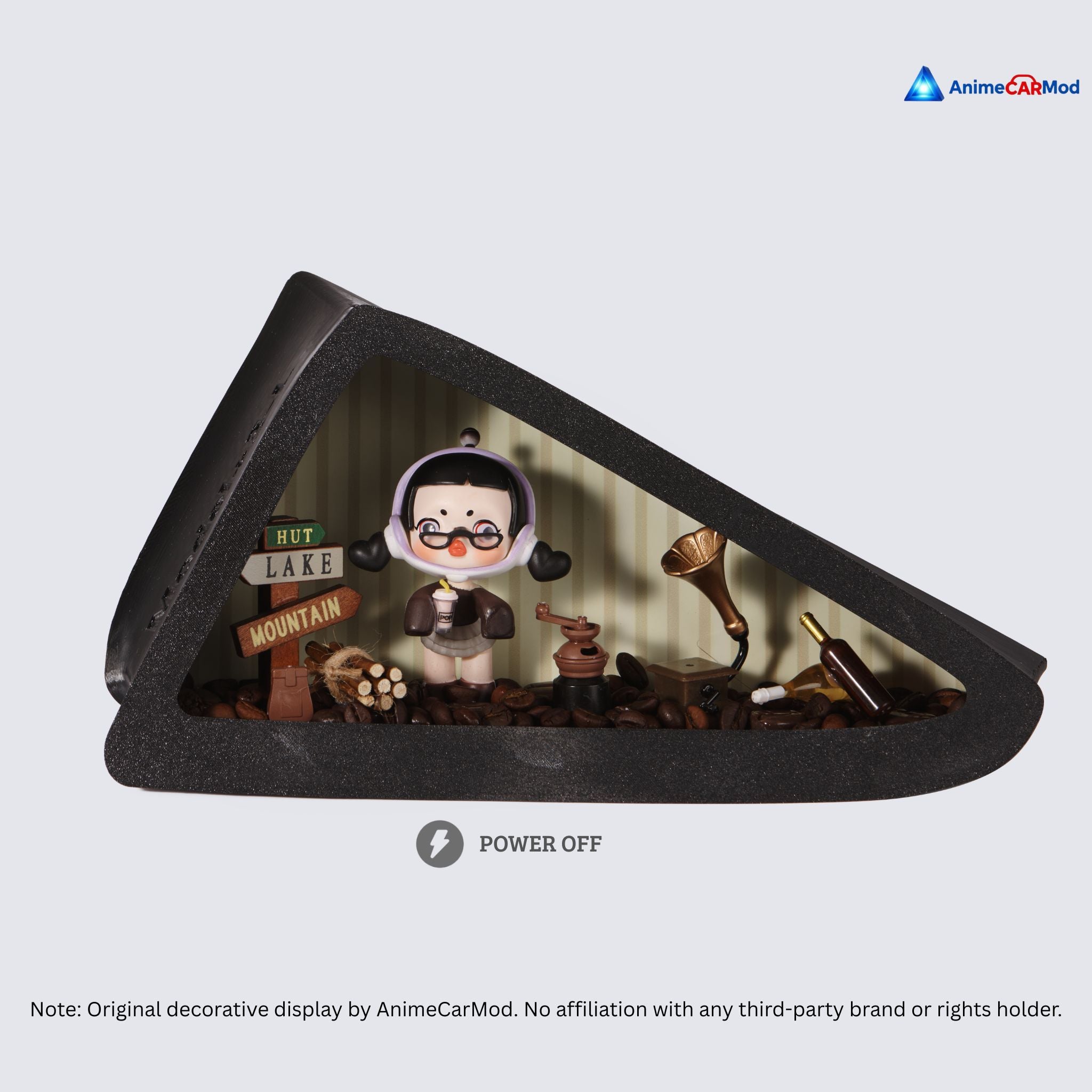 AnimeCarMod Cozy Afternoon Tea standard scene quarter window diorama with lights off showing handmade scene details
