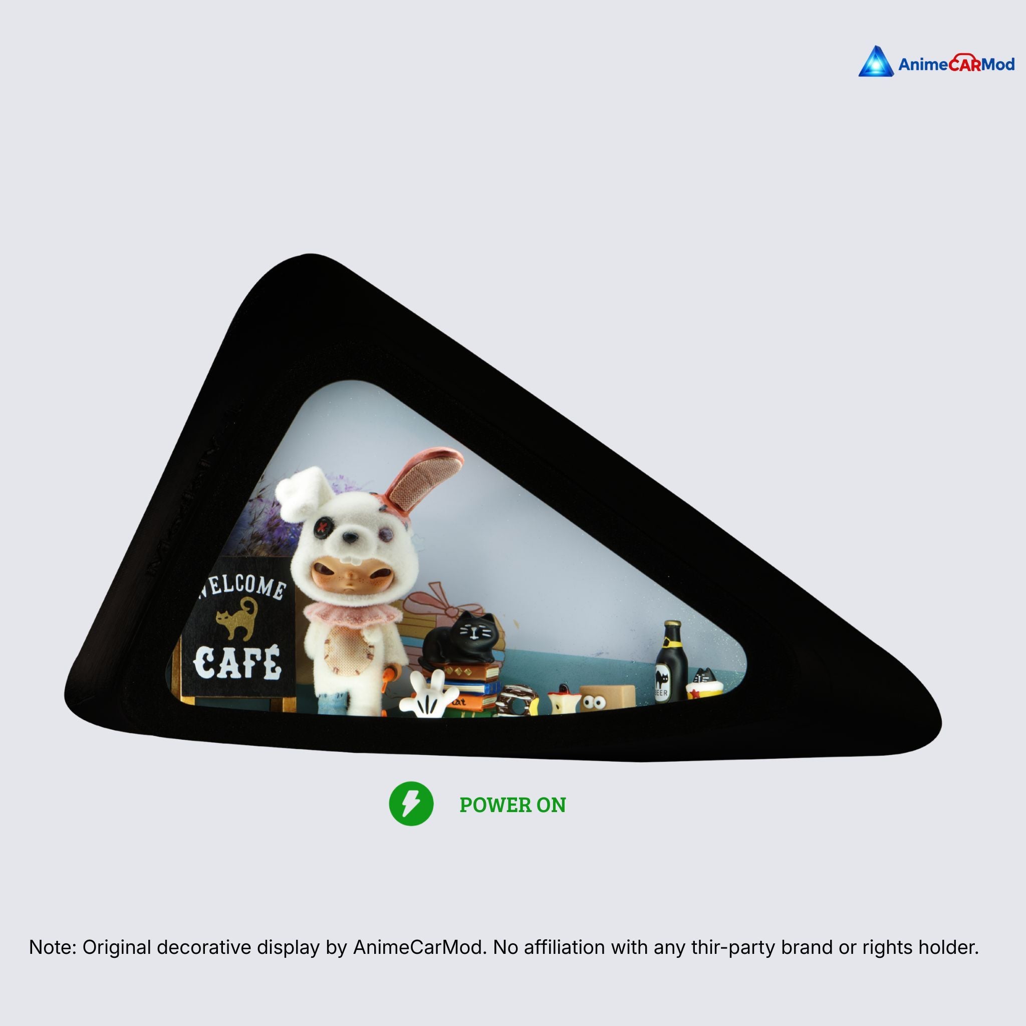 AnimeCarMod Creepy Bunny standard scene quarter window diorama with lights on for car interior display