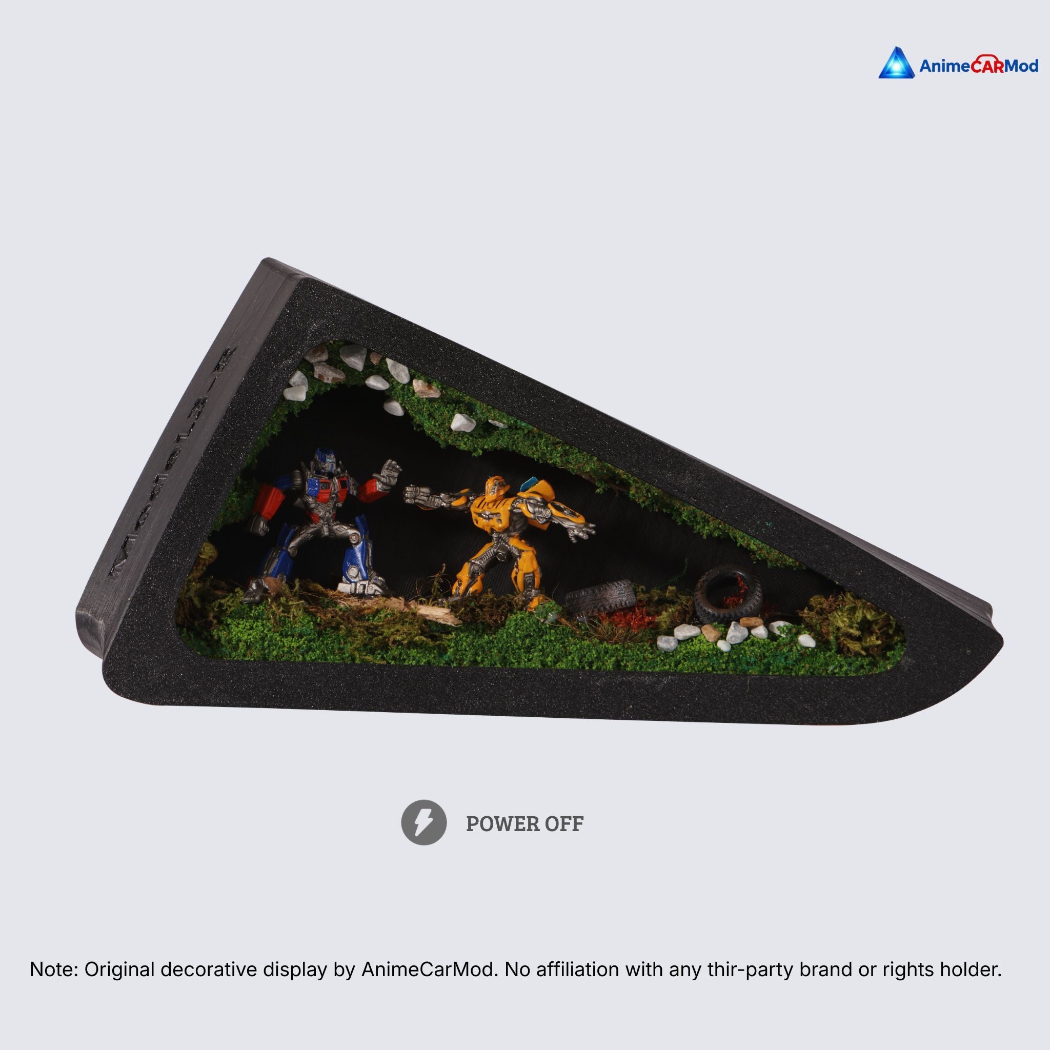 AnimeCarMod Cyber Mecha Showdown standard scene quarter window diorama with lights off showing handmade scene details