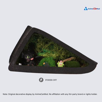 AnimeCarMod Forest Night Dragon quarter window diorama showing a detailed scene with trees and a dragon for car decoration.