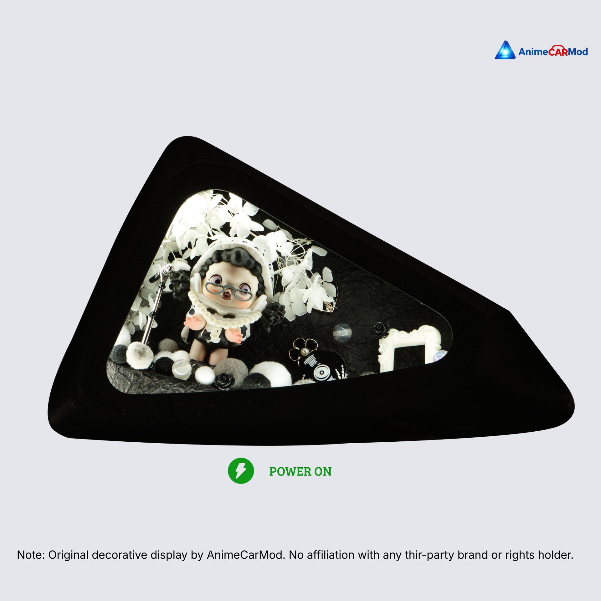 AnimeCarMod Milky Cutie quarter window diorama featuring a cute anime scene on a standard scene layout, designed for car windows.