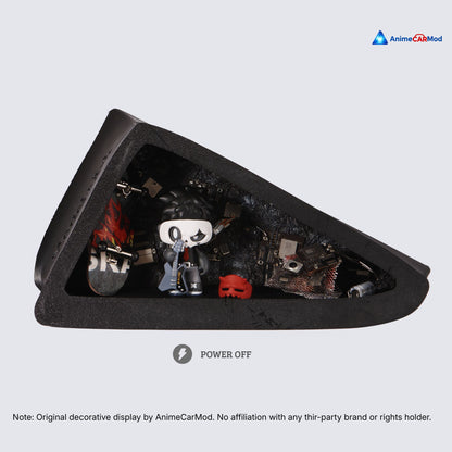 AnimeCarMod Mr. Bone Rebel Street quarter window diorama showing a detailed scene with animated character and urban street details.