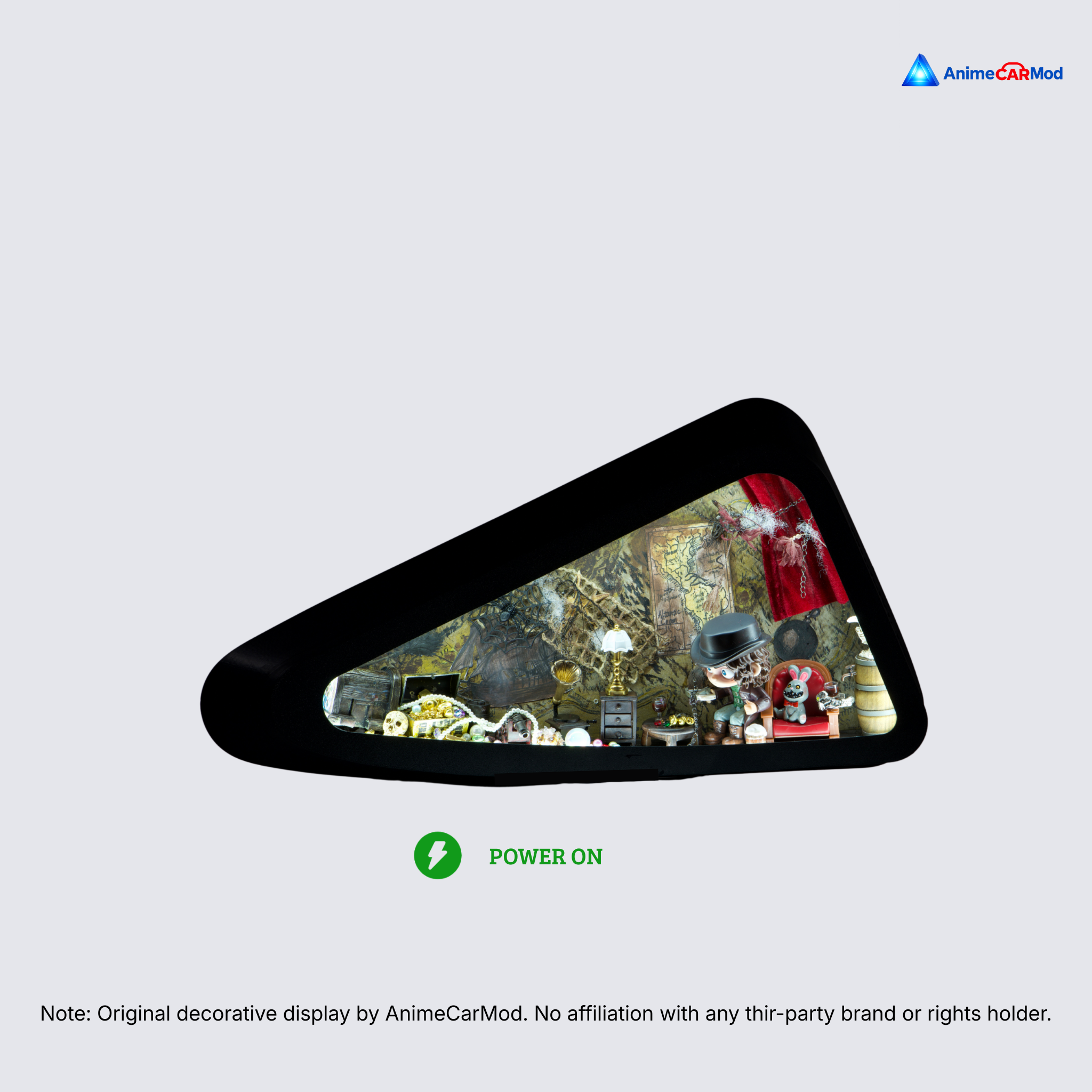 AnimeCarMod Old World Treasure expanded scene quarter window diorama with lights on for car interior display