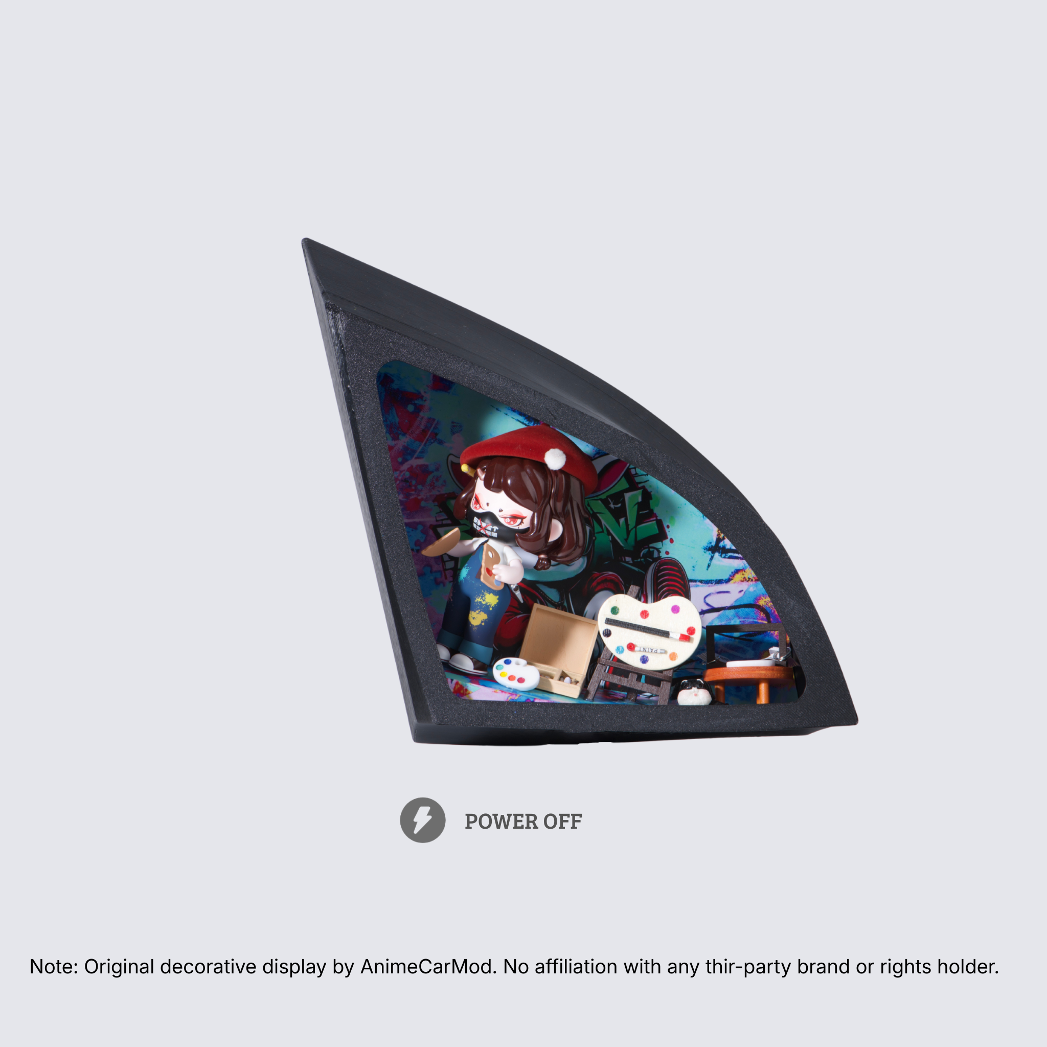 AnimeCarMod Palette Rebel vertical scene quarter window diorama with lights off showing handmade scene details