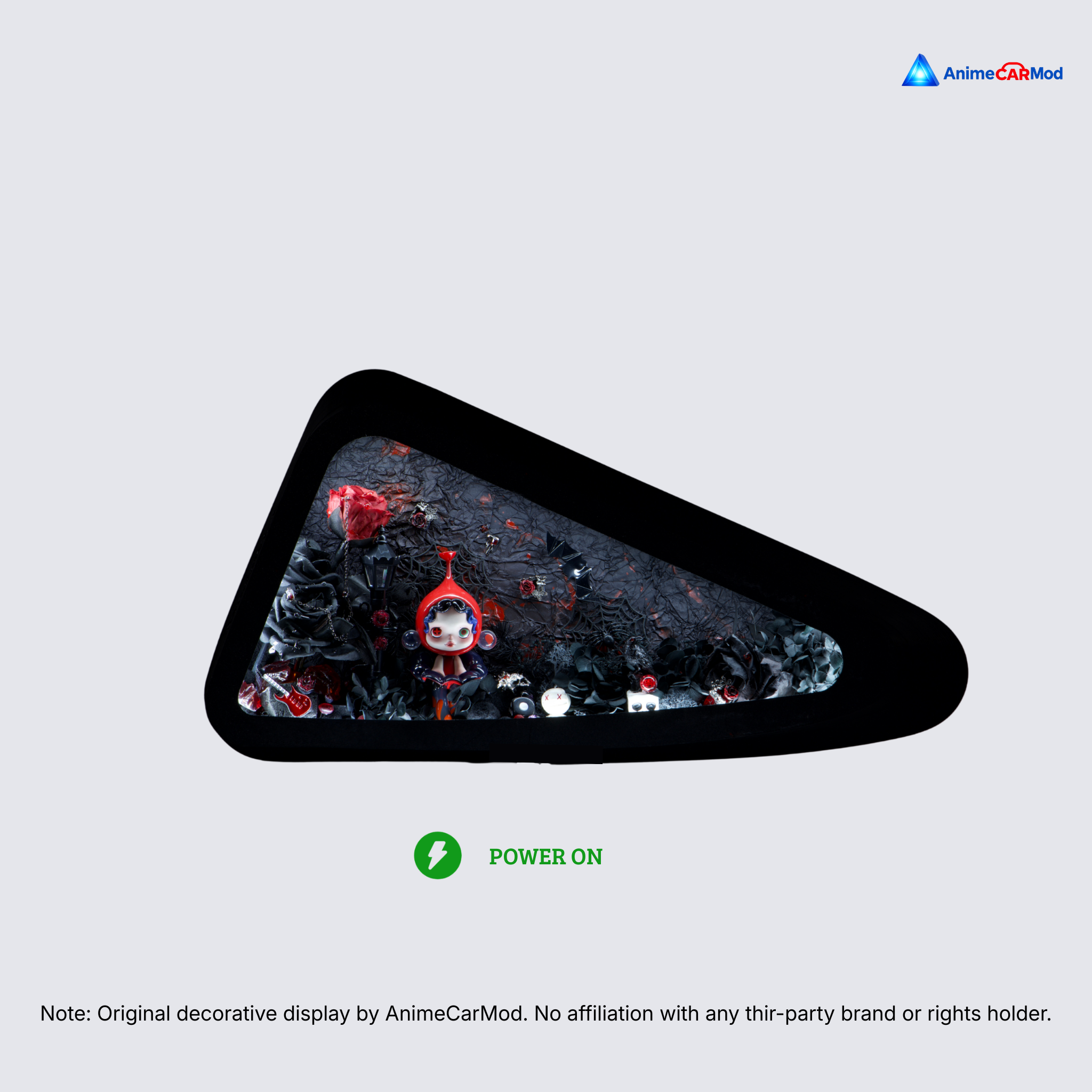 AnimeCarMod Red Hood in the Thorns expanded scene quarter window diorama with lights on for car interior display
