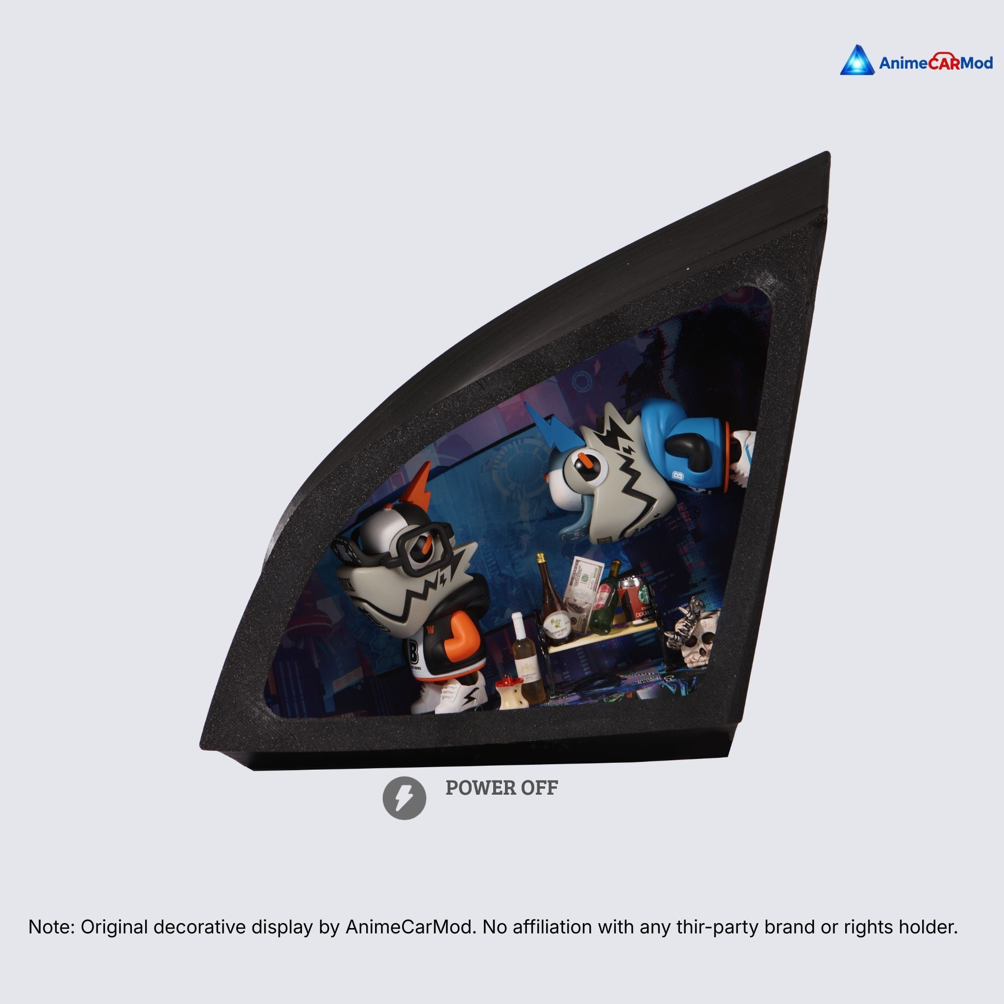 AnimeCarMod WAZZ UP Chameleon vertical scene quarter window diorama with lights off showing handmade scene details