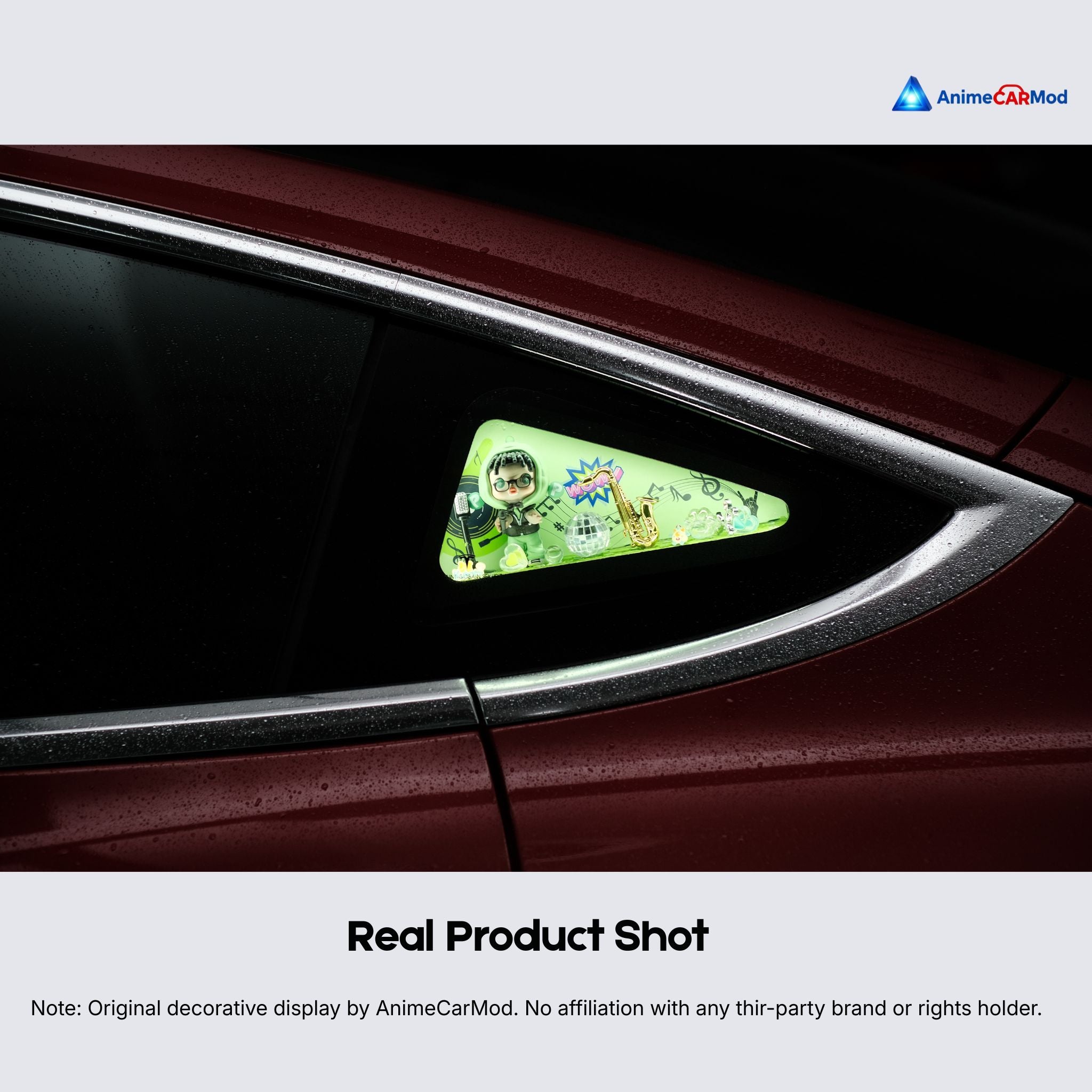 AnimeCarMod Xihaha Music Stage standard scene quarter window diorama installed on a car rear quarter window