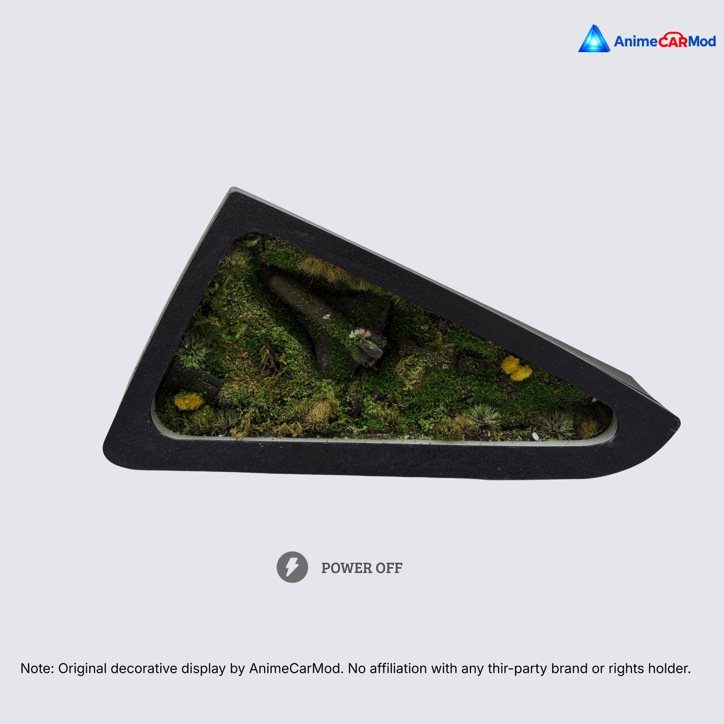 AnimeCarMod Alien Forest Crash quarter window diorama showing a detailed alien forest scene on the left side of the car window.