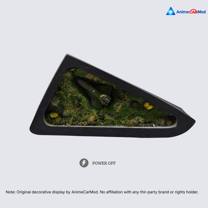 AnimeCarMod Alien Forest Crash quarter window diorama showing a detailed alien forest scene on the left side of the car window.