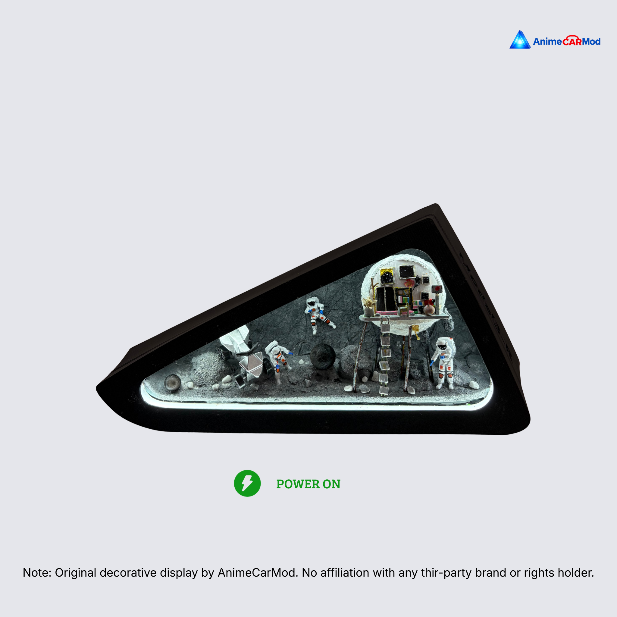 AnimeCarMod Lunar Outpost standard scene quarter window diorama with lights on for car interior display