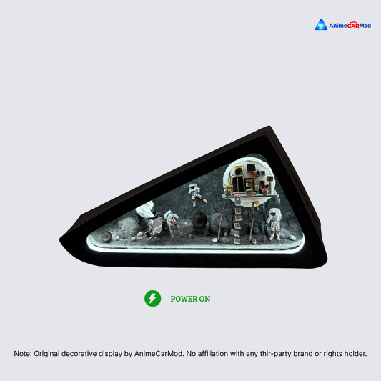 AnimeCarMod Lunar Outpost quarter window diorama featuring a detailed lunar scene with futuristic structures on a standard layout.