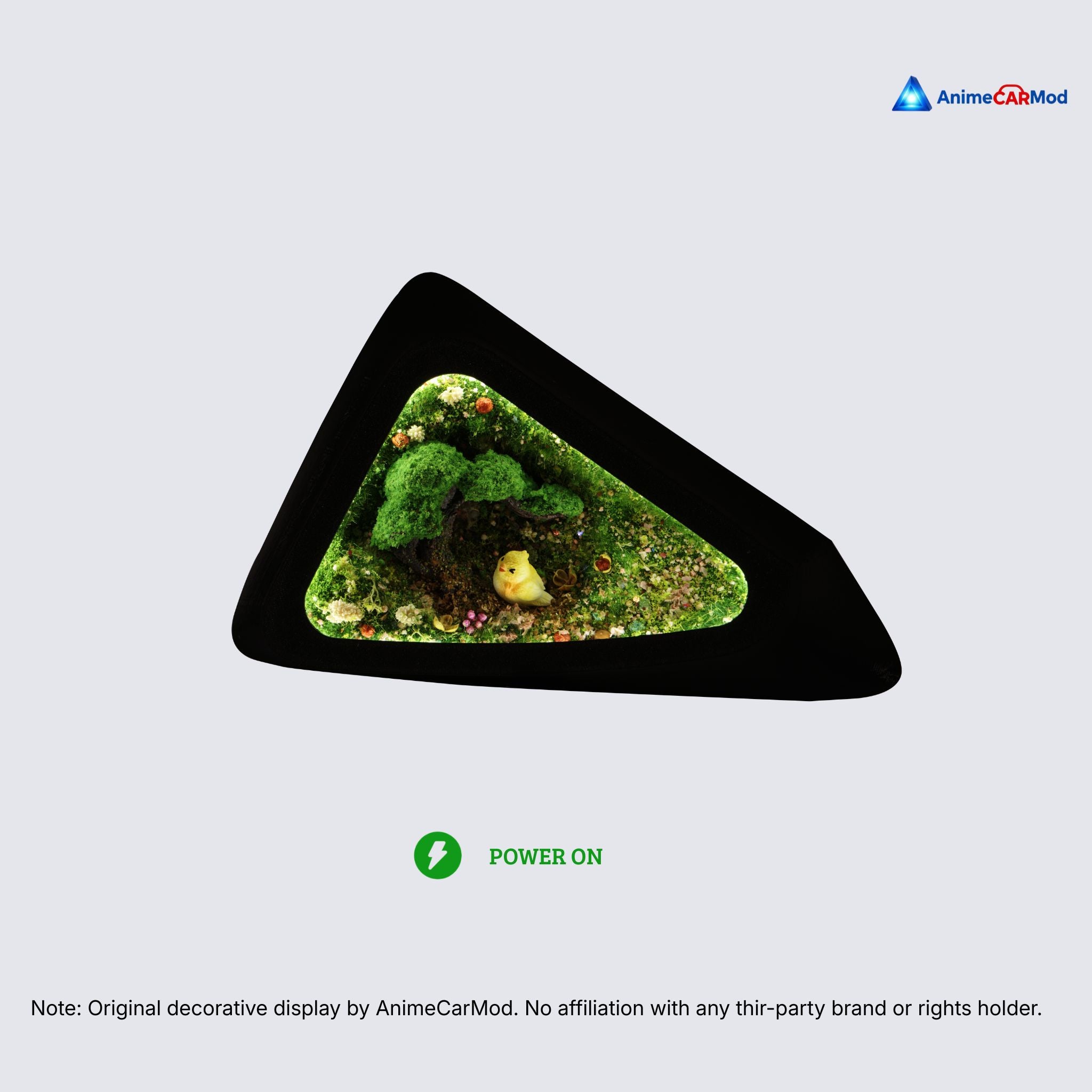 AnimeCarMod Mossy Birdsong standard scene quarter window diorama with lights on for car interior display