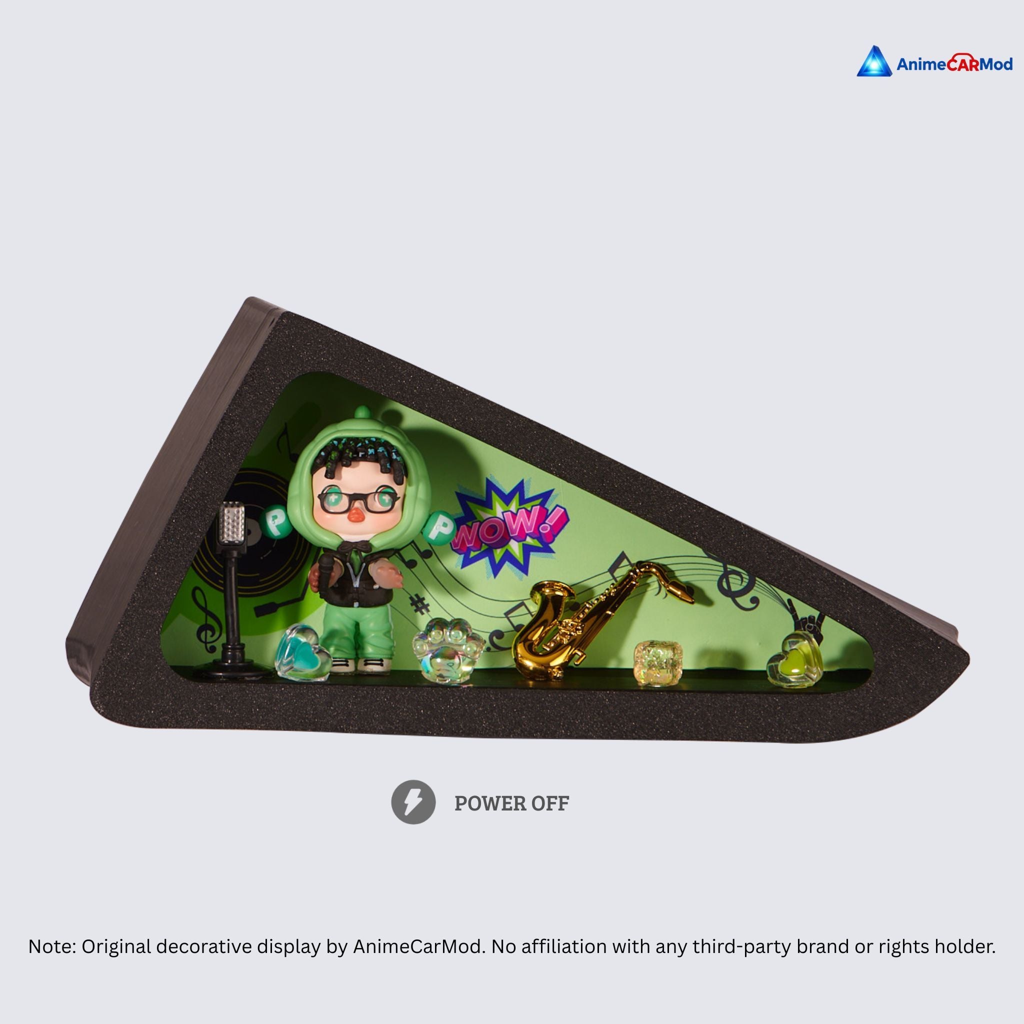 AnimeCarMod Xihaha Music Stage standard scene quarter window diorama with lights off showing handmade scene details