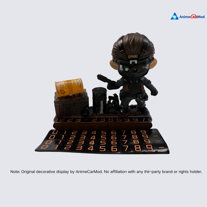 AnimeCarMod Shadow Mission car dashboard decor with parking number plate, featuring sleek design and vibrant anime-themed details.